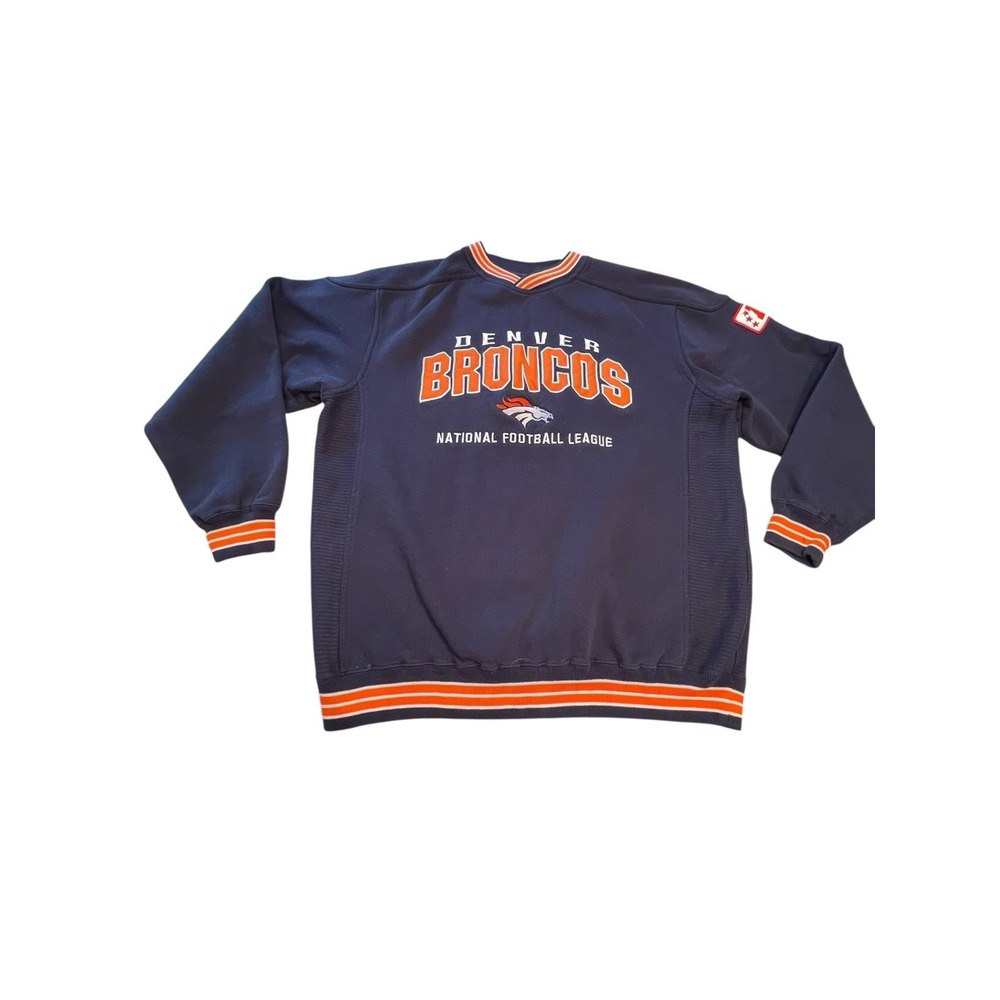 Vintage Lee Sport Denver Broncos Embroidered  Pullover Sweatshirt Mens Large NFL